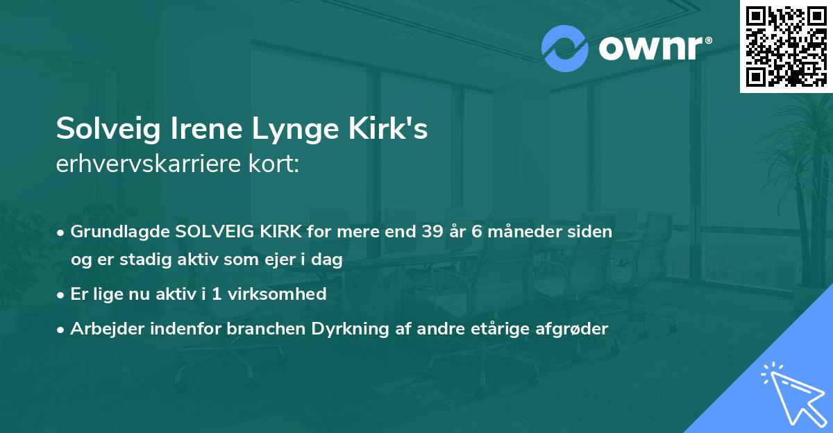 Solveig Irene Lynge Kirk's erhvervskarriere kort