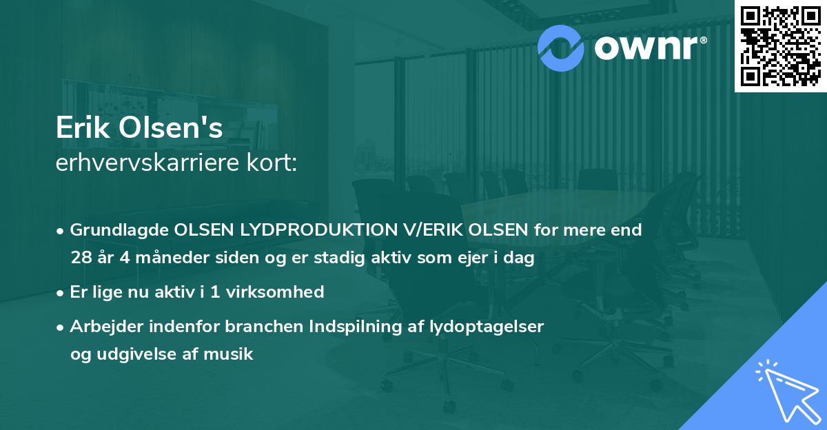 Erik Olsen's erhvervskarriere kort