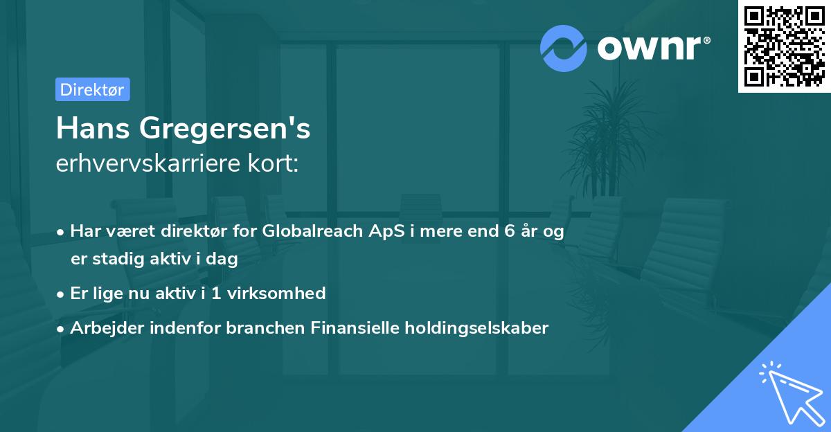 Hans Gregersen's erhvervskarriere kort