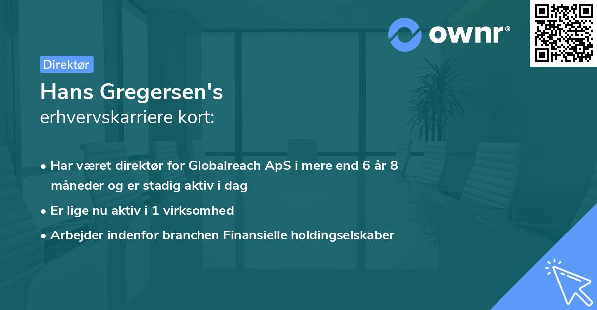 Hans Gregersen's erhvervskarriere kort