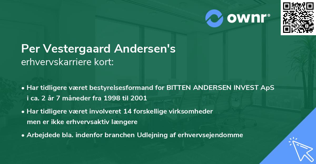 Per Vestergaard Andersen's erhvervskarriere kort