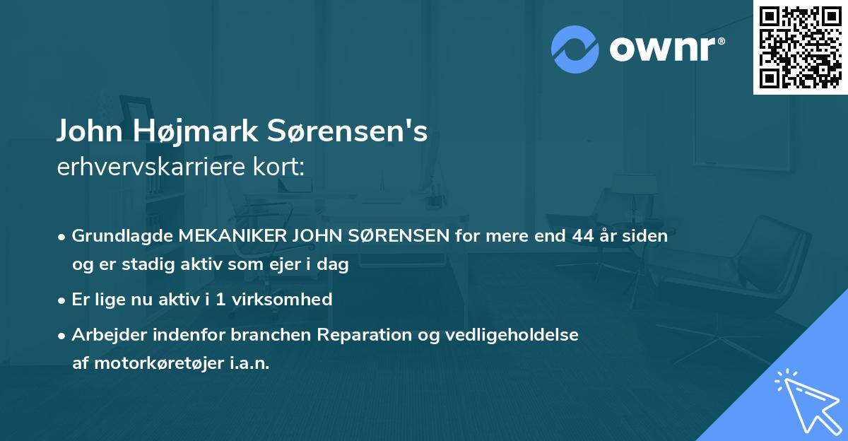 John Højmark Sørensen's erhvervskarriere kort