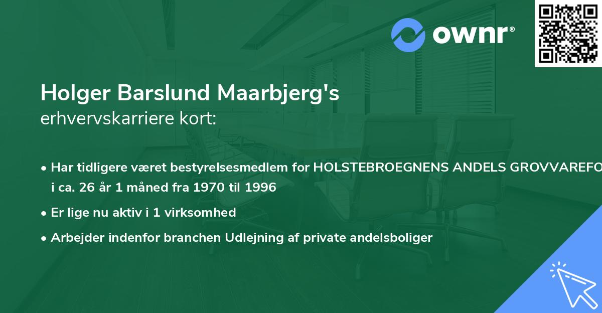 Holger Barslund Maarbjerg's erhvervskarriere kort