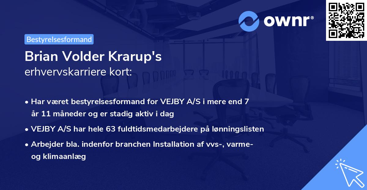Brian Volder Krarup's erhvervskarriere kort