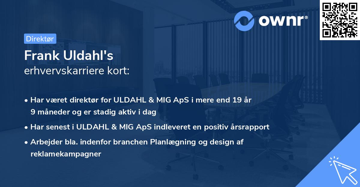 Frank Uldahl's erhvervskarriere kort