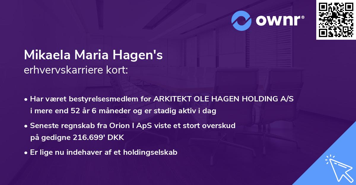 Mikaela Maria Hagen's erhvervskarriere kort