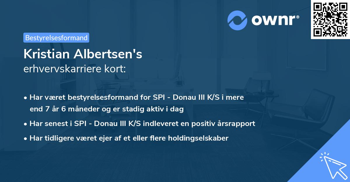 Kristian Albertsen's erhvervskarriere kort