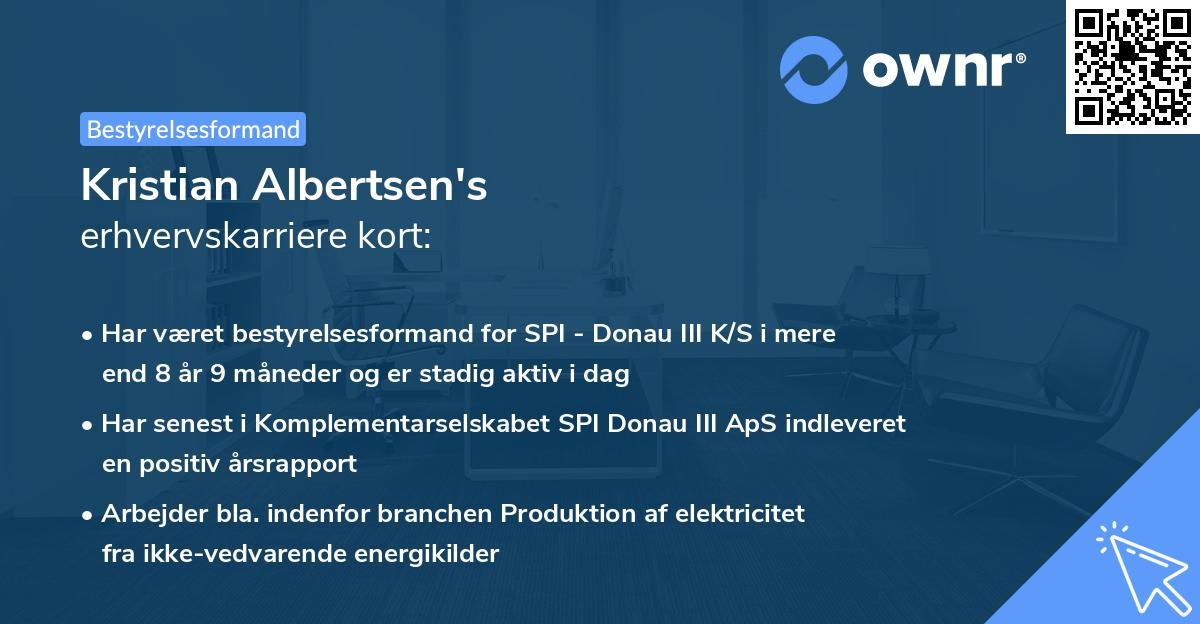 Kristian Albertsen's erhvervskarriere kort