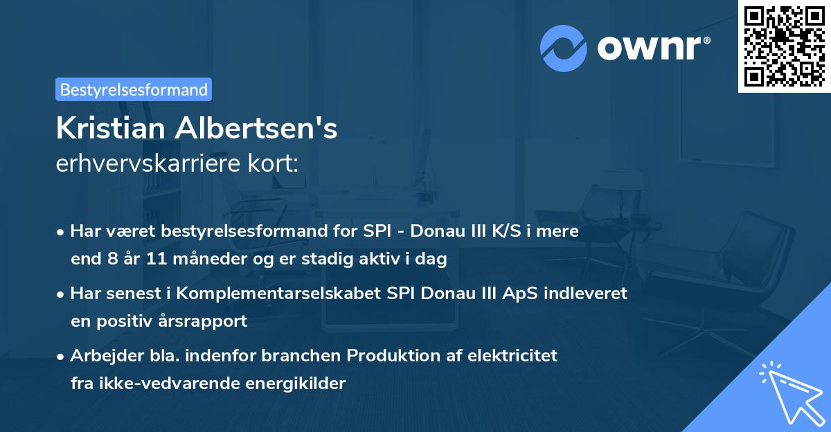 Kristian Albertsen's erhvervskarriere kort