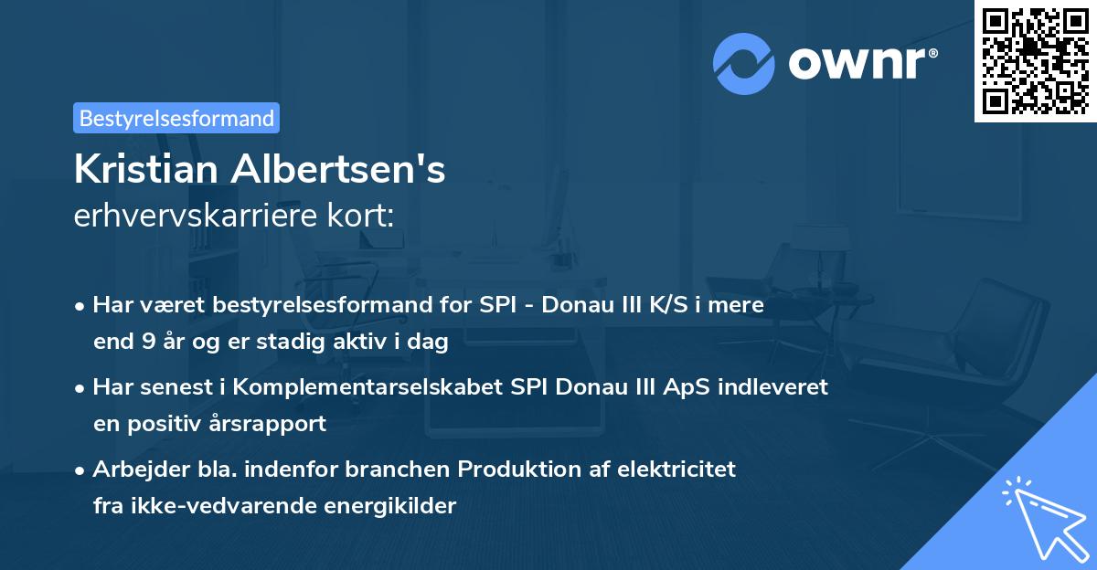 Kristian Albertsen's erhvervskarriere kort