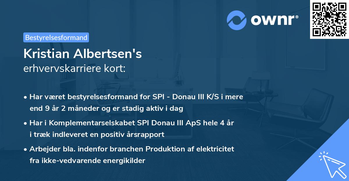 Kristian Albertsen's erhvervskarriere kort