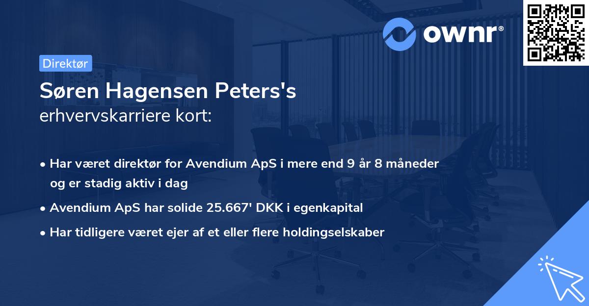 Søren Hagensen Peters's erhvervskarriere kort