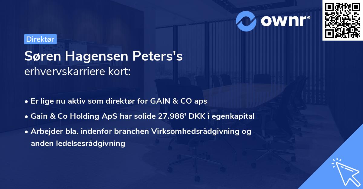 Søren Hagensen Peters's erhvervskarriere kort
