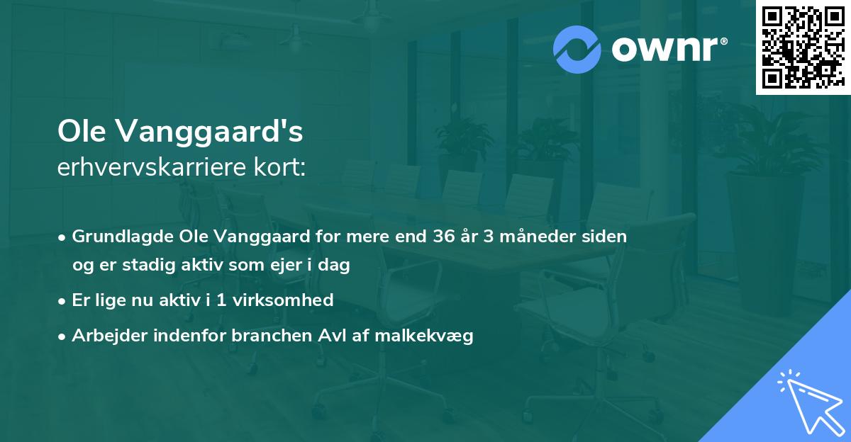 Ole Vanggaard's erhvervskarriere kort