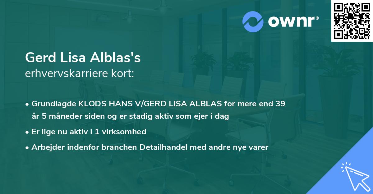 Gerd Lisa Alblas's erhvervskarriere kort
