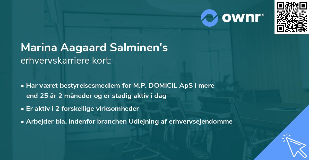 Marina Aagaard Salminen's erhvervskarriere kort