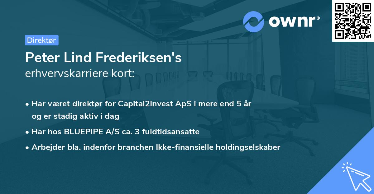 Peter Lind Frederiksen's erhvervskarriere kort