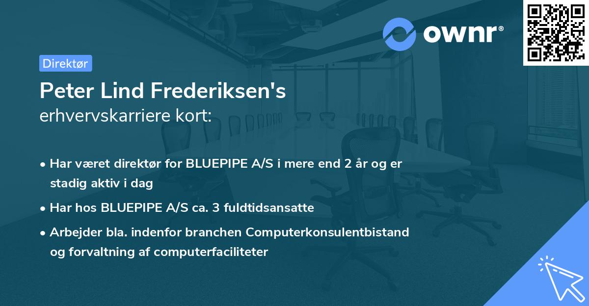 Peter Lind Frederiksen's erhvervskarriere kort