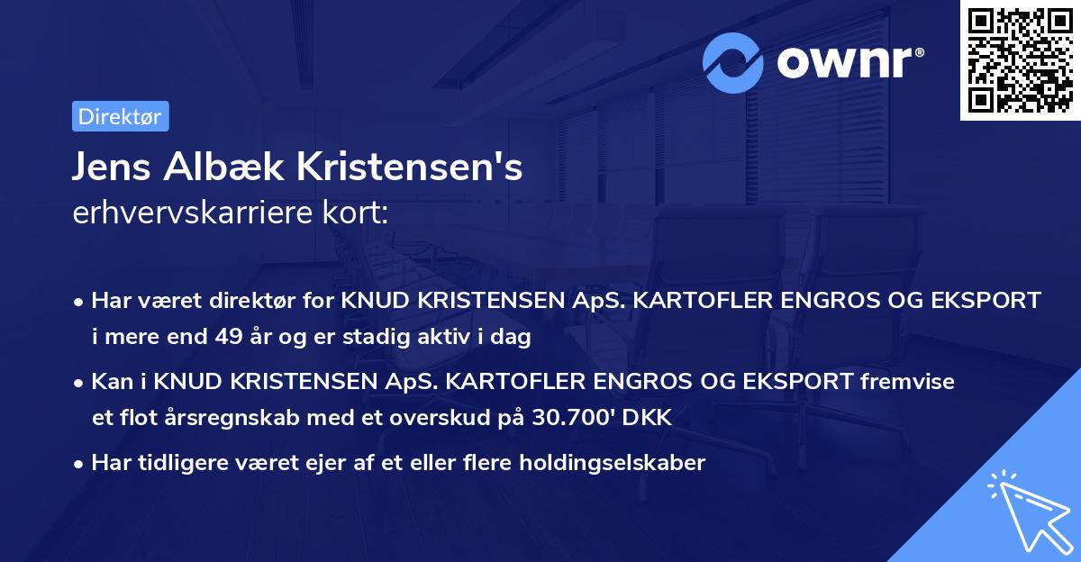 Jens Albæk Kristensen's erhvervskarriere kort