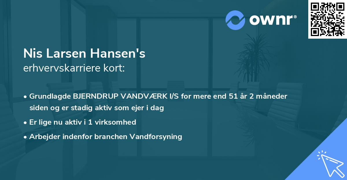 Nis Larsen Hansen's erhvervskarriere kort