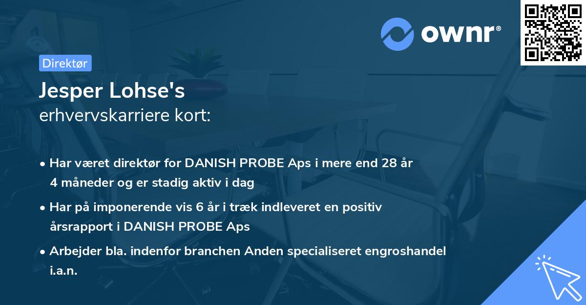 Jesper Lohse's erhvervskarriere kort