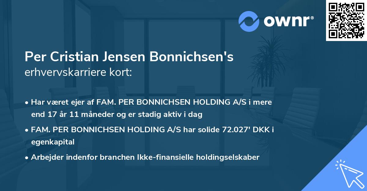 Per Cristian Jensen Bonnichsen's erhvervskarriere kort