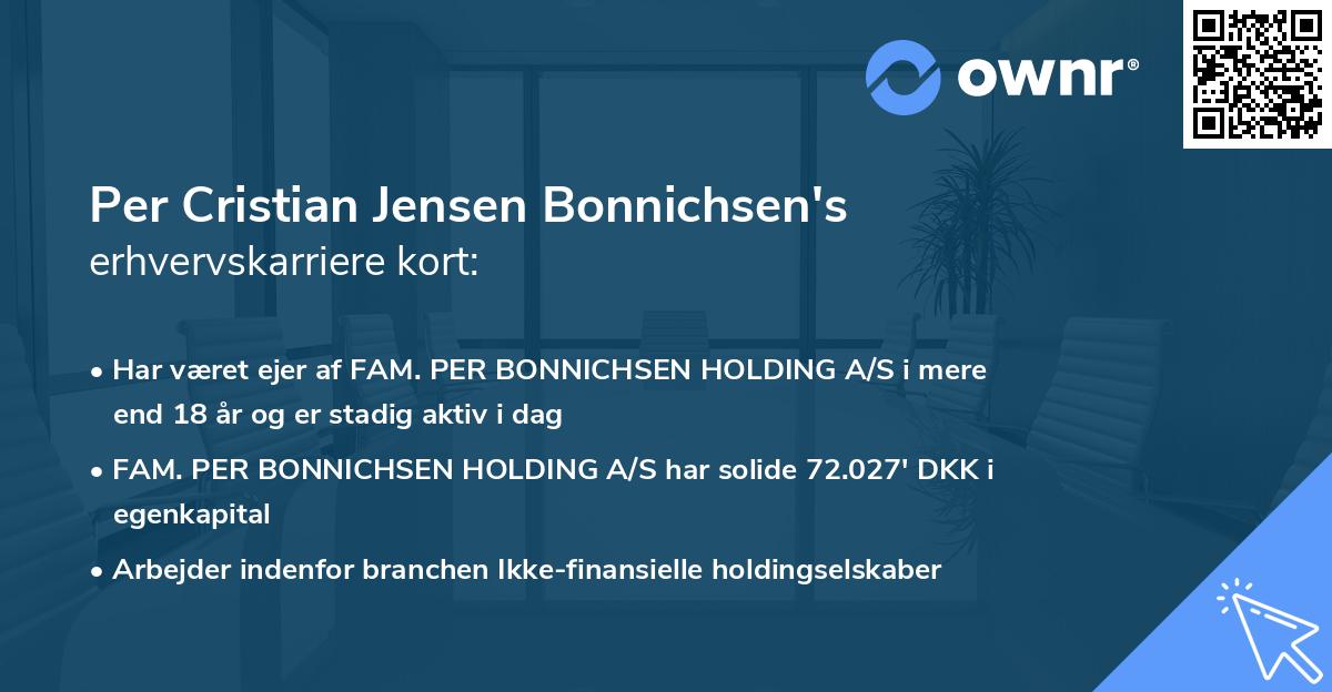 Per Cristian Jensen Bonnichsen's erhvervskarriere kort