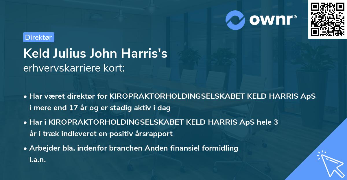 Keld Julius John Harris's erhvervskarriere kort