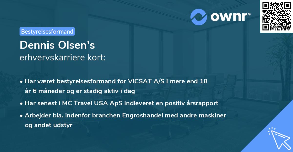 Dennis Olsen's erhvervskarriere kort