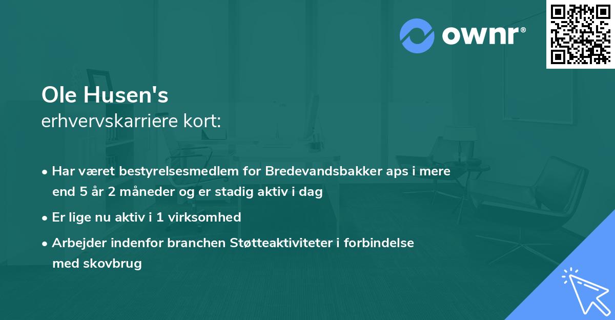 Ole Husen's erhvervskarriere kort
