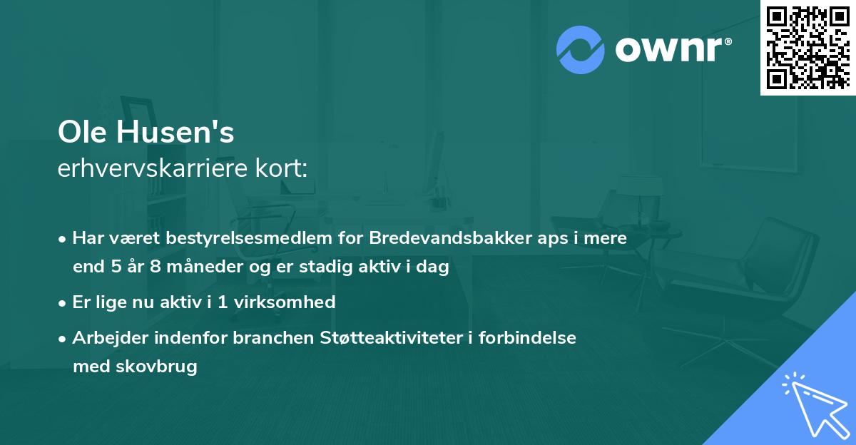 Ole Husen's erhvervskarriere kort