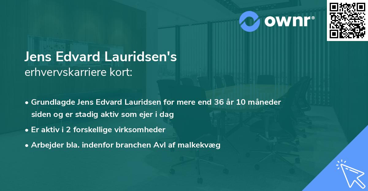 Jens Edvard Lauridsen's erhvervskarriere kort