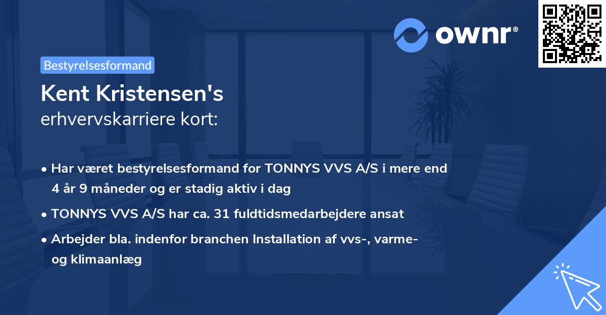 Kent Kristensen's erhvervskarriere kort