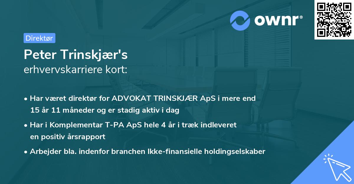 Peter Trinskjær's erhvervskarriere kort