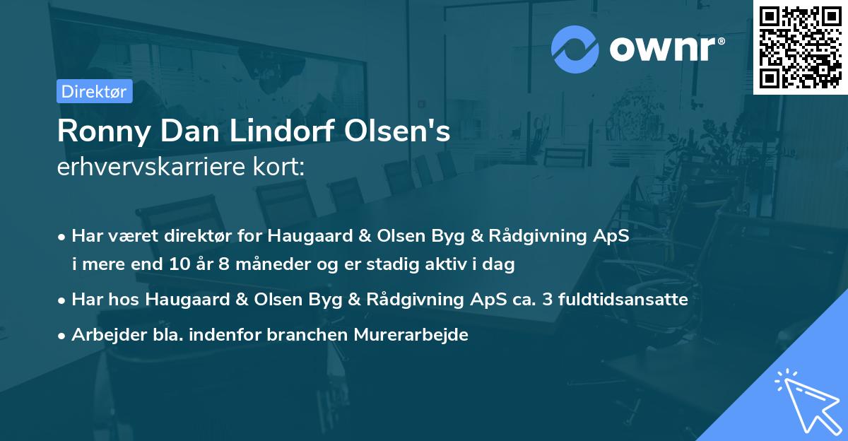 Ronny Dan Lindorf Olsen's erhvervskarriere kort