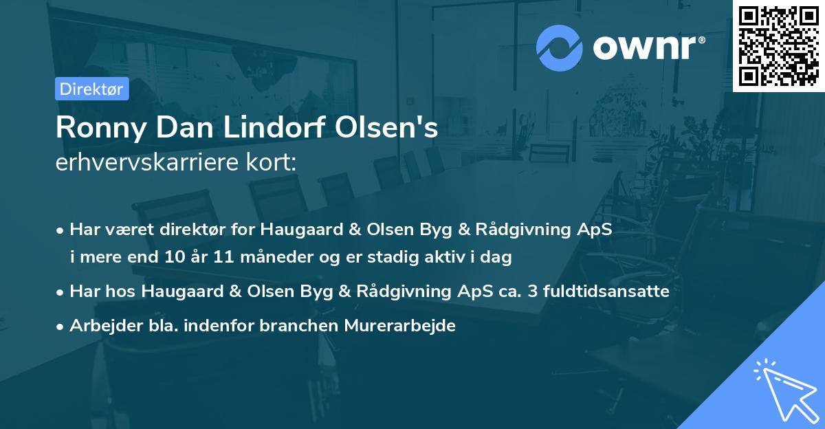 Ronny Dan Lindorf Olsen's erhvervskarriere kort