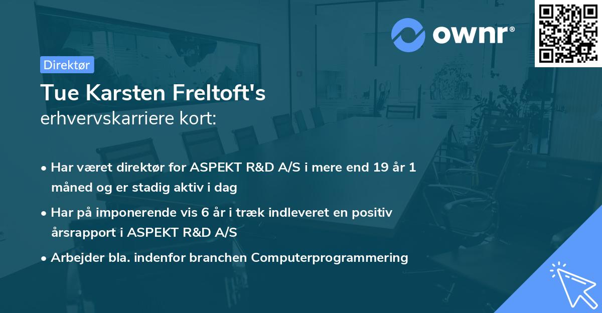 Tue Karsten Freltoft's erhvervskarriere kort