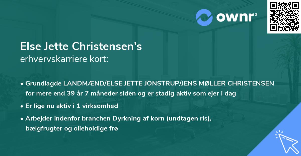 Else Jette Christensen's erhvervskarriere kort