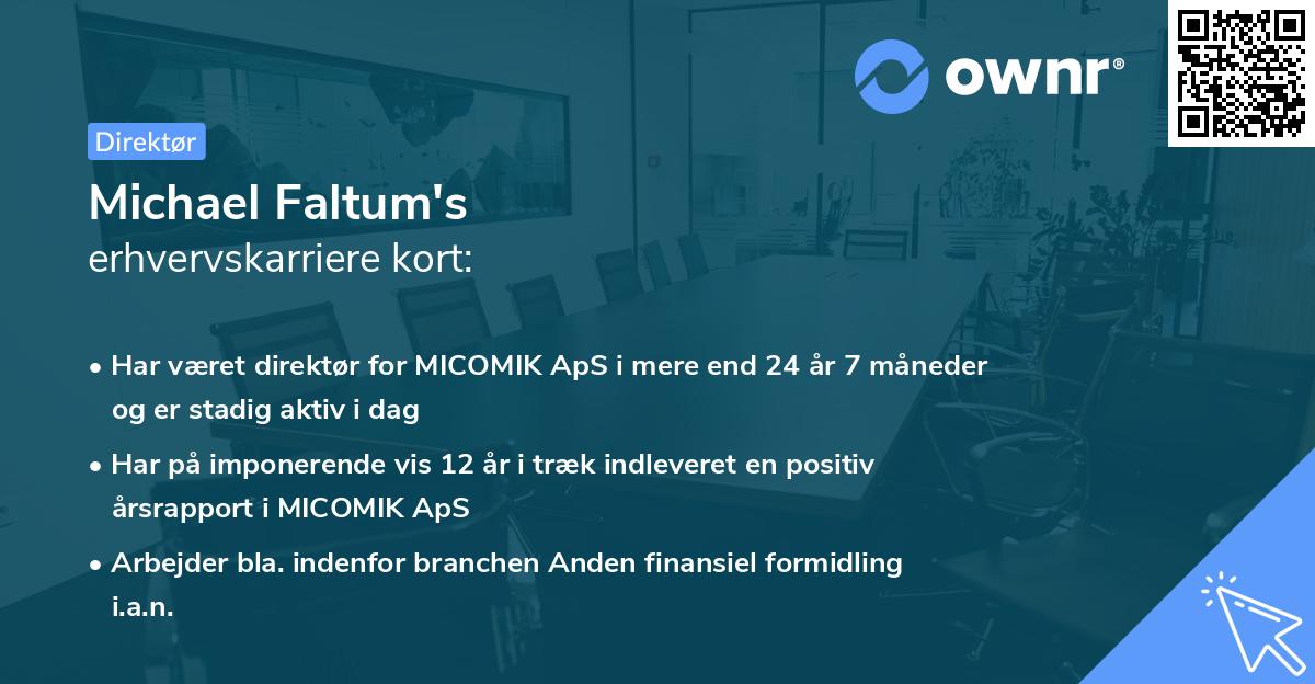 Michael Faltum's erhvervskarriere kort