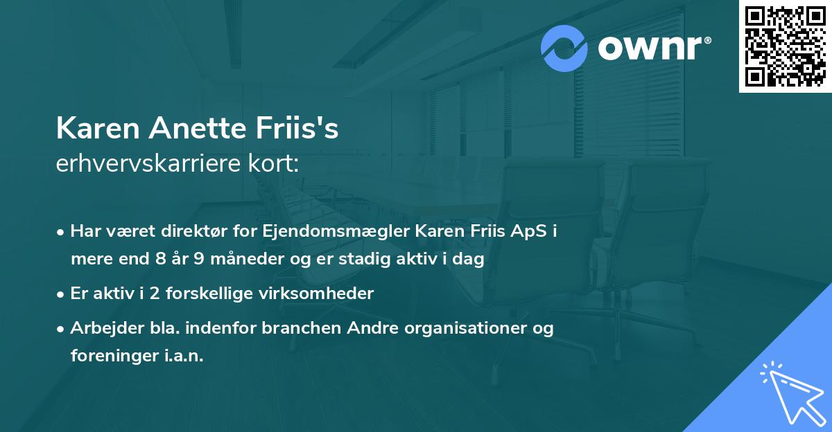 Karen Anette Friis's erhvervskarriere kort