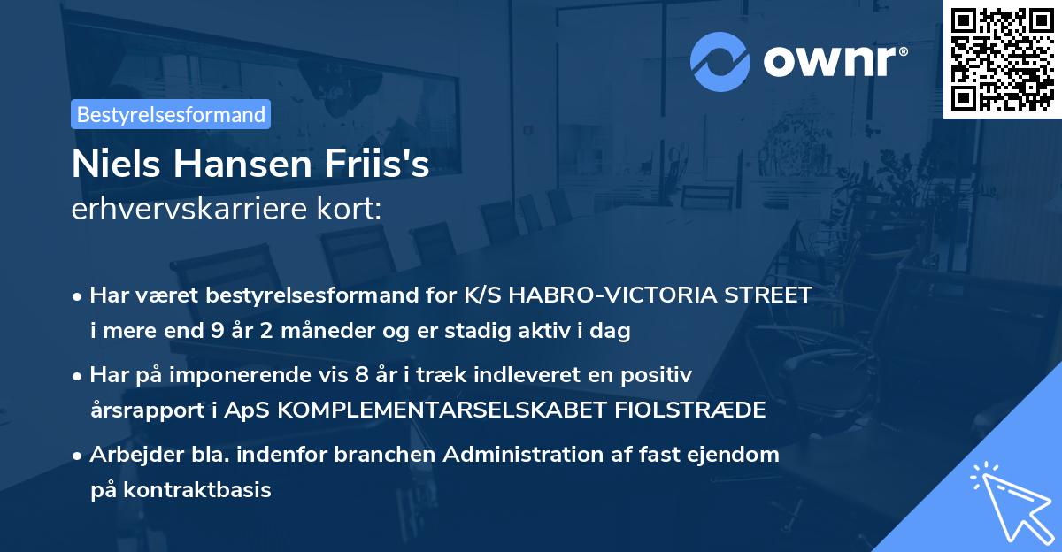 Niels Hansen Friis's erhvervskarriere kort