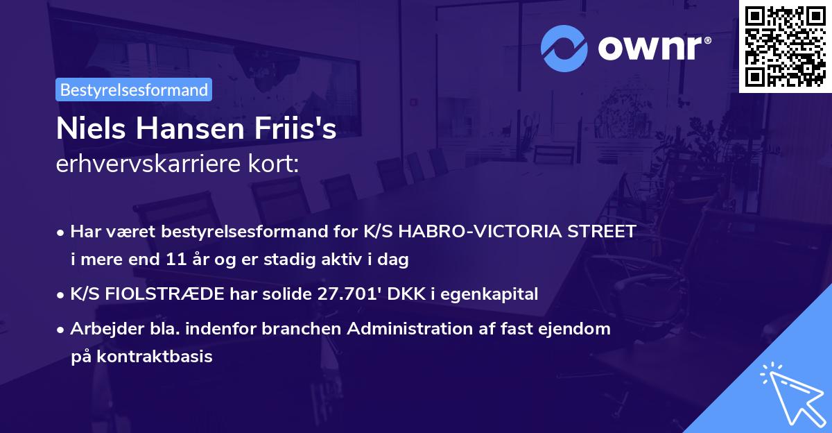 Niels Hansen Friis's erhvervskarriere kort