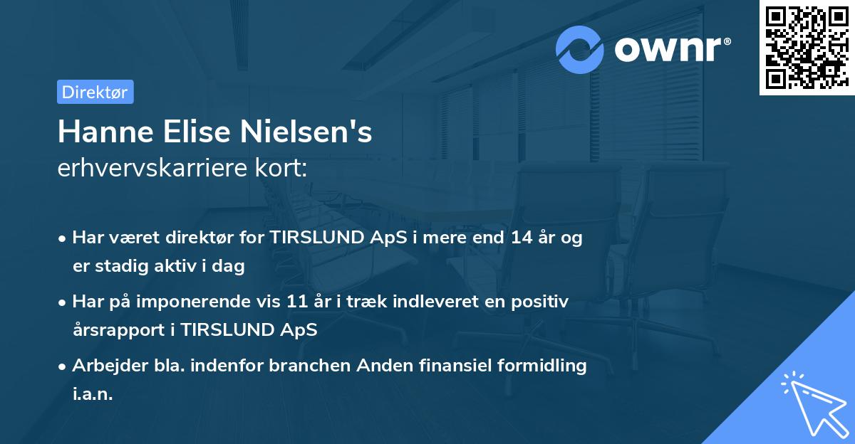 Hanne Elise Nielsen's erhvervskarriere kort