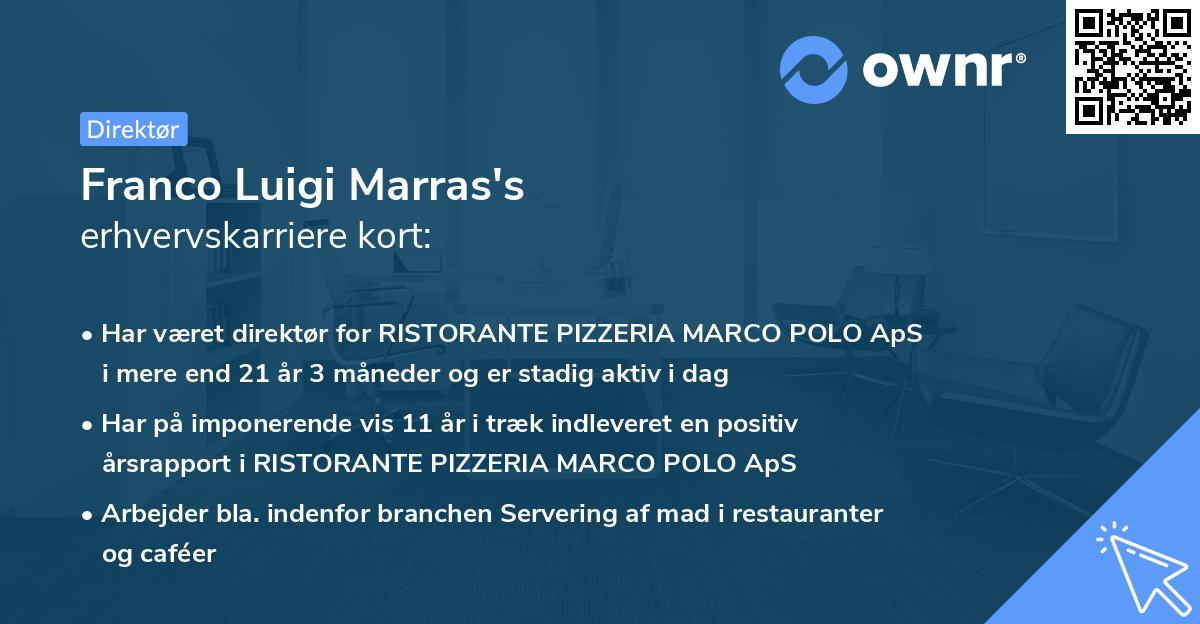 Franco Luigi Marras's erhvervskarriere kort