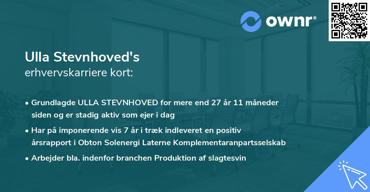 Ulla Stevnhoved's erhvervskarriere kort