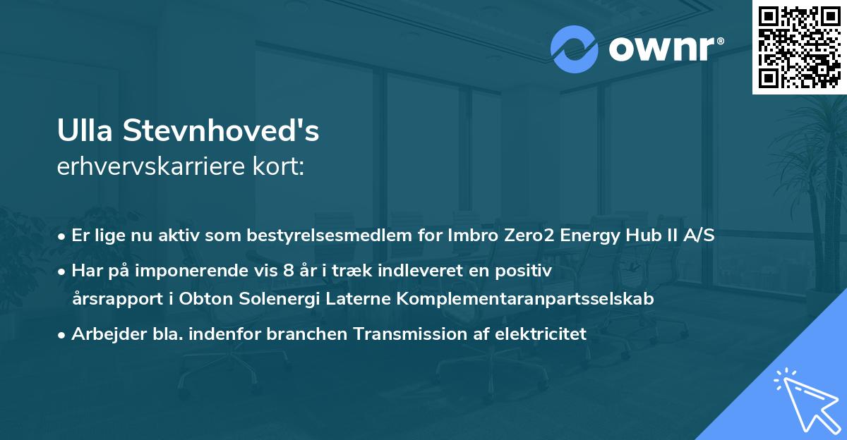 Ulla Stevnhoved's erhvervskarriere kort