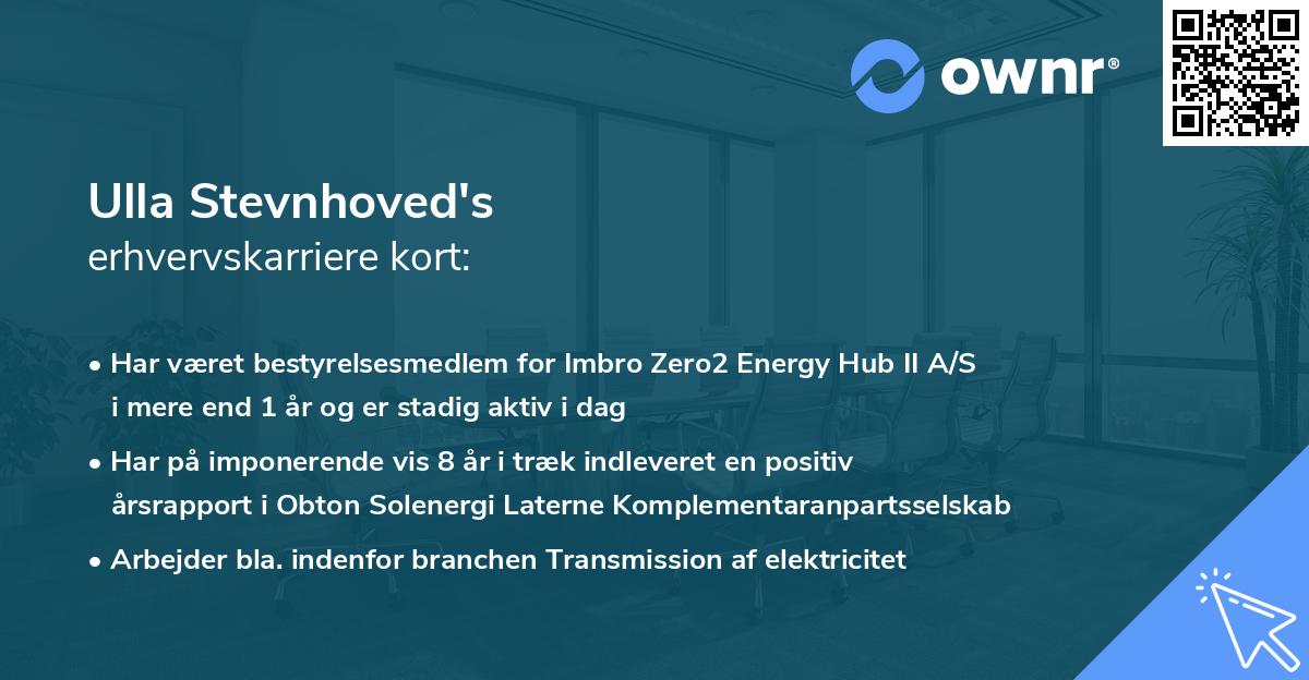 Ulla Stevnhoved's erhvervskarriere kort