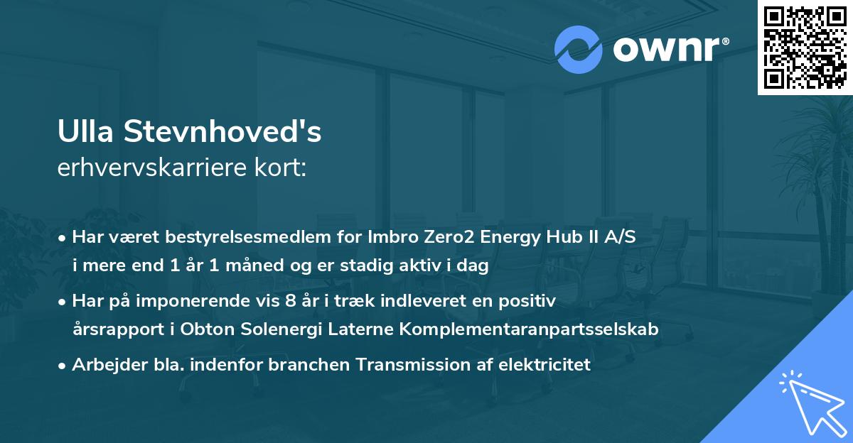 Ulla Stevnhoved's erhvervskarriere kort