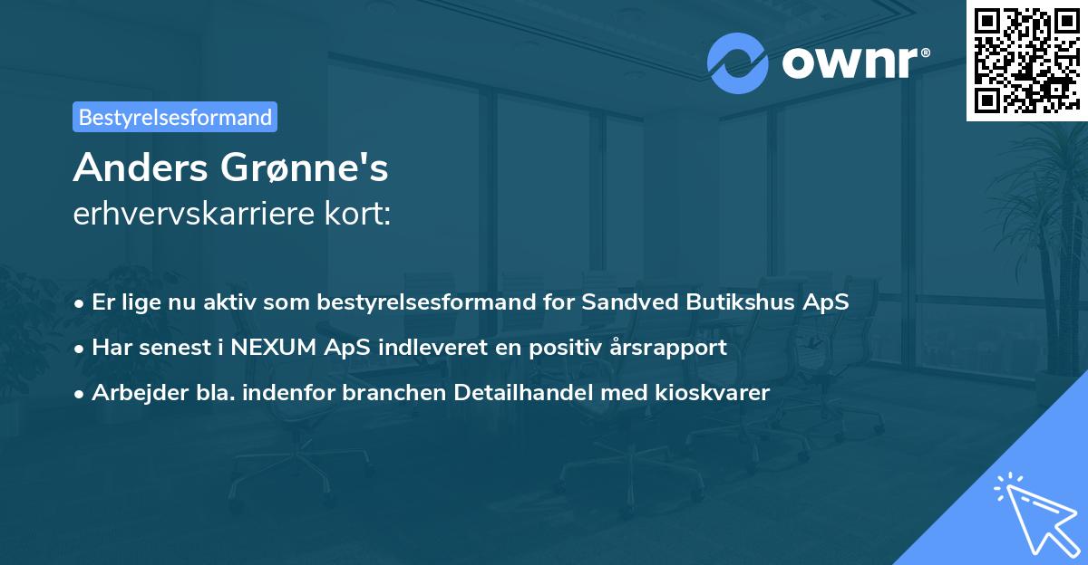 Anders Grønne's erhvervskarriere kort