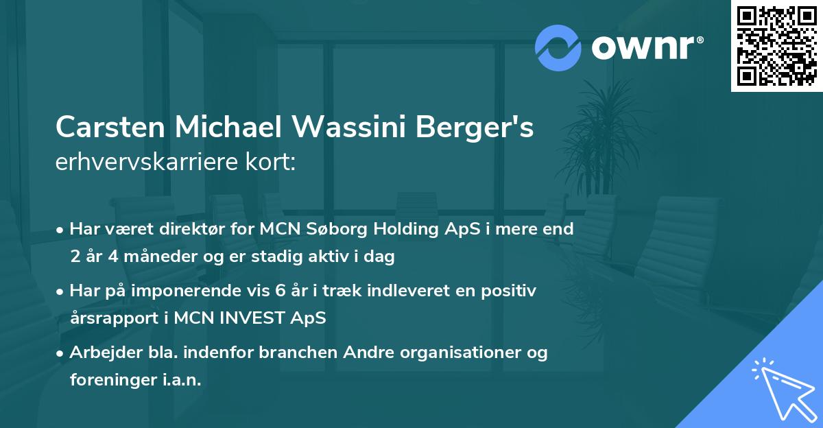 Carsten Michael Wassini Berger's erhvervskarriere kort